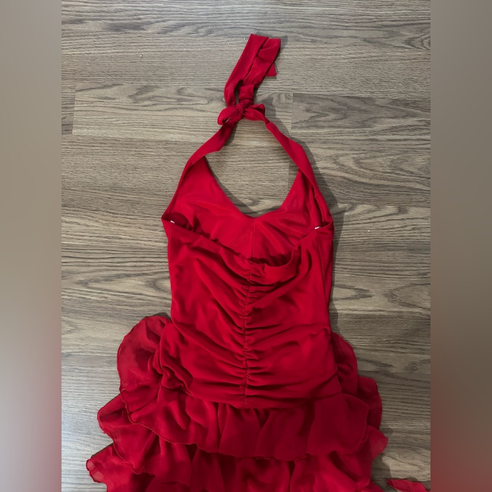 Cache Red Halter Neck Ruffled Dress - Picture 6 of 8